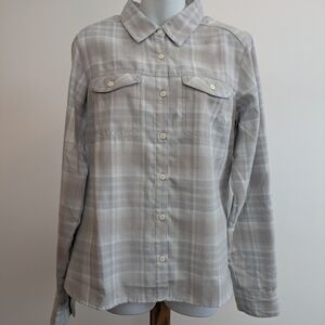 Columbia Gray Plaid Button Down Shirt